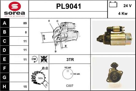 SNRA PL9041 - Стартер autocars.com.ua