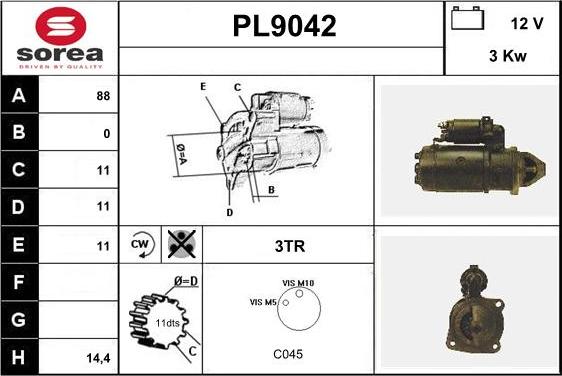 SNRA PL9042 - Стартер autocars.com.ua