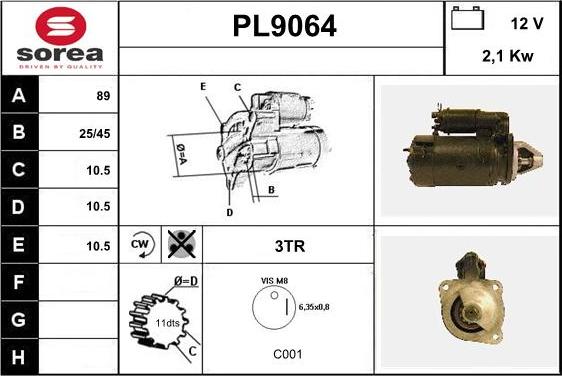 SNRA PL9064 - Стартер autocars.com.ua