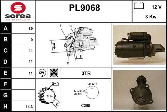 SNRA PL9068 - Стартер autocars.com.ua