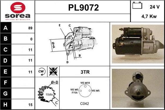 SNRA PL9072 - Стартер autocars.com.ua