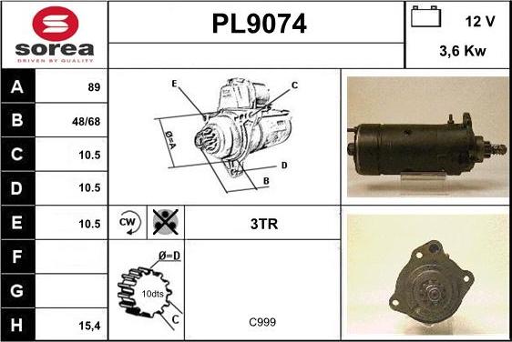 SNRA PL9074 - Стартер autocars.com.ua