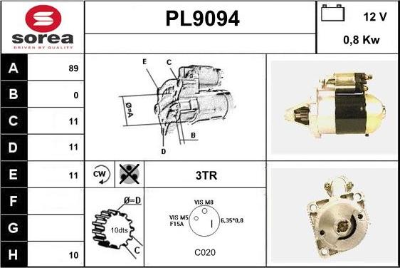 SNRA PL9094 - Стартер autocars.com.ua