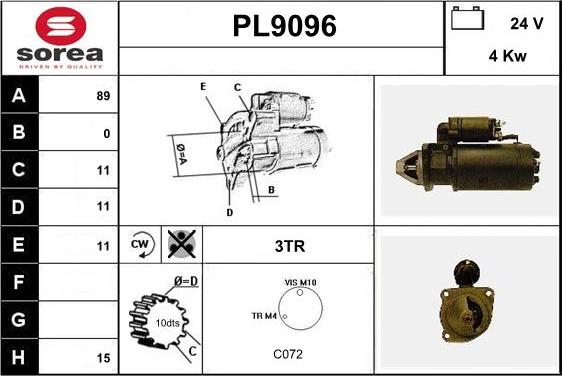 SNRA PL9096 - Стартер autocars.com.ua