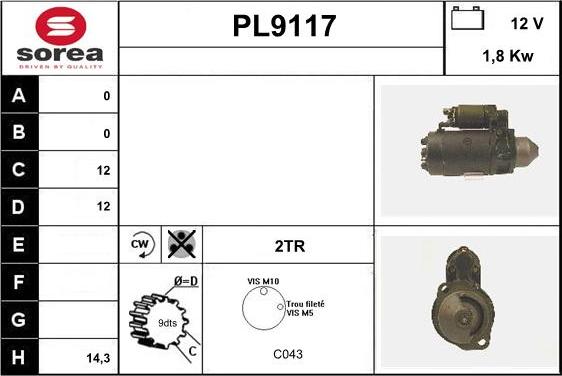 SNRA PL9117 - Стартер autocars.com.ua