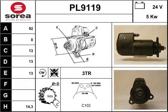 SNRA PL9119 - Стартер avtokuzovplus.com.ua