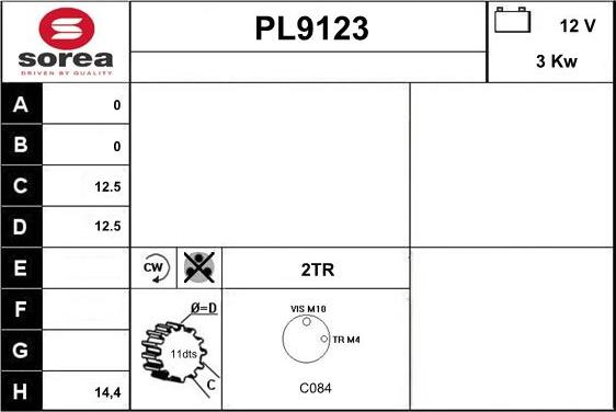 SNRA PL9123 - Стартер autocars.com.ua