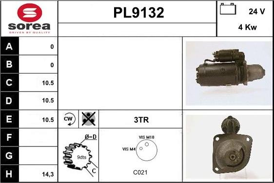 SNRA PL9132 - Стартер autocars.com.ua