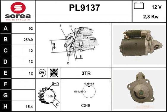 SNRA PL9137 - Стартер avtokuzovplus.com.ua