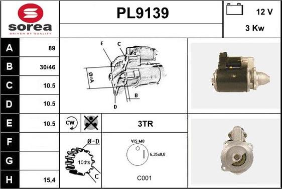 SNRA PL9139 - Стартер avtokuzovplus.com.ua