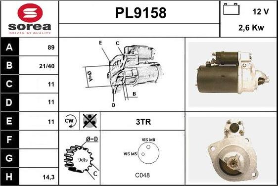 SNRA PL9158 - Стартер avtokuzovplus.com.ua