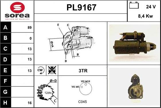 SNRA PL9167 - Стартер autocars.com.ua