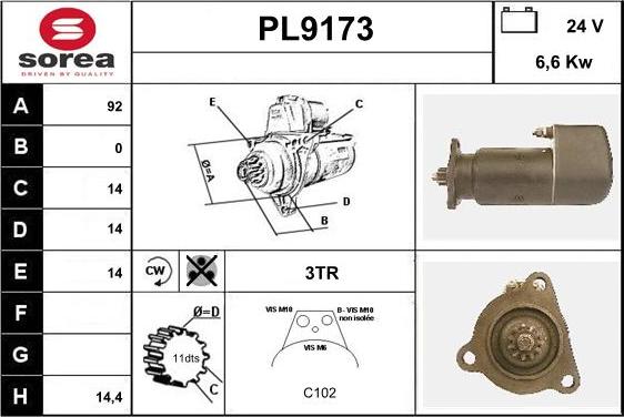 SNRA PL9173 - Стартер avtokuzovplus.com.ua