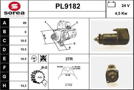 SNRA PL9182 - Стартер autocars.com.ua