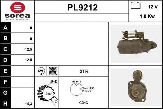 SNRA PL9212 - Стартер autocars.com.ua