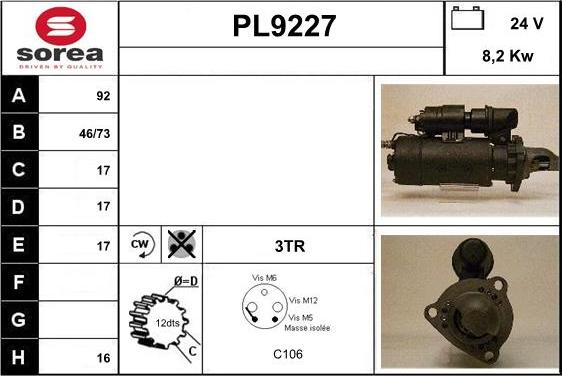 SNRA PL9227 - Стартер autocars.com.ua