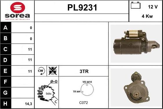 SNRA PL9231 - Стартер autocars.com.ua