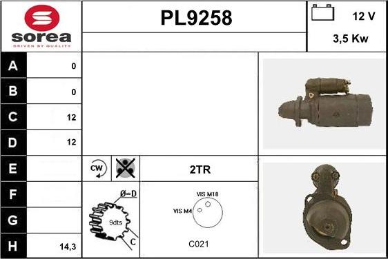 SNRA PL9258 - Стартер autocars.com.ua