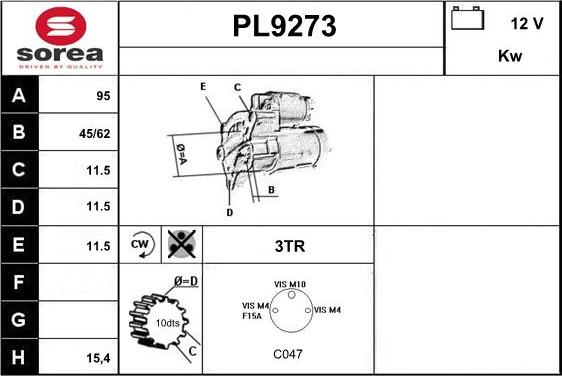 SNRA PL9273 - Стартер autocars.com.ua