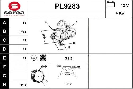 SNRA PL9283 - Стартер autodnr.net