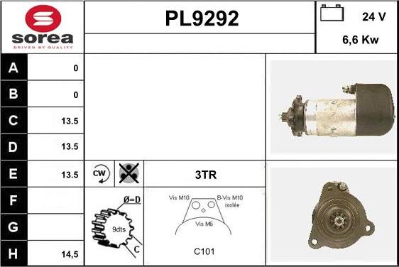 SNRA PL9292 - Стартер autocars.com.ua