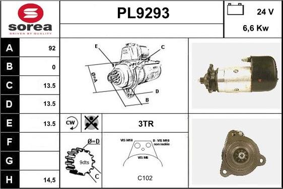 SNRA PL9293 - Стартер autodnr.net