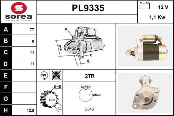 SNRA PL9335 - Стартер avtokuzovplus.com.ua