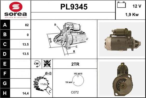 SNRA PL9345 - Стартер autodnr.net