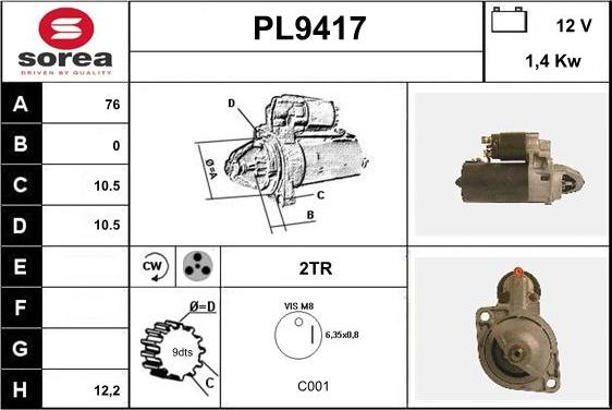 SNRA PL9417 - Стартер avtokuzovplus.com.ua