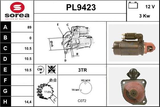 SNRA PL9423 - Стартер autocars.com.ua