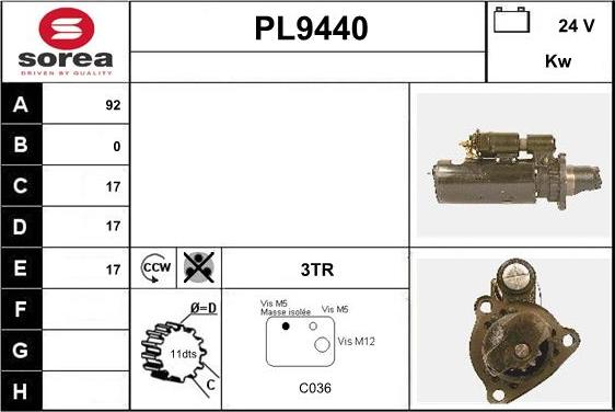 SNRA PL9440 - Стартер autocars.com.ua