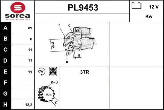 SNRA PL9453 - Стартер autocars.com.ua