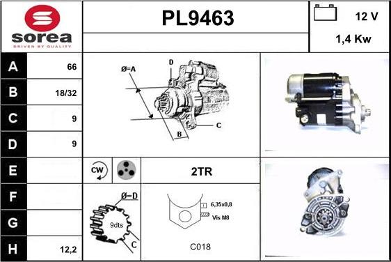 SNRA PL9463 - Стартер avtokuzovplus.com.ua