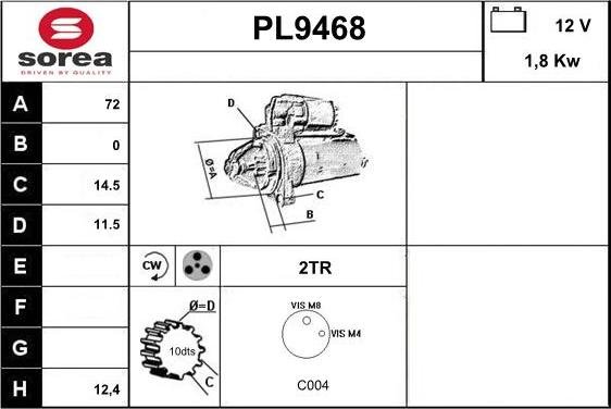 SNRA PL9468 - Стартер autocars.com.ua