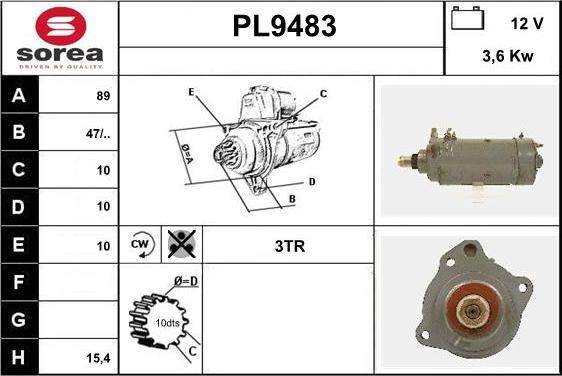 SNRA PL9483 - Стартер autocars.com.ua