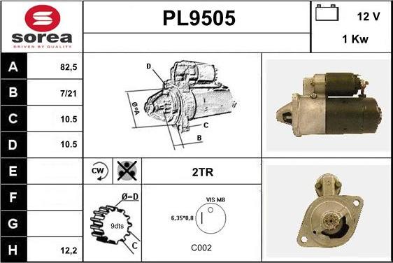 SNRA PL9505 - Стартер autocars.com.ua