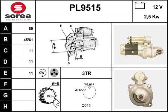 SNRA PL9515 - Стартер autocars.com.ua