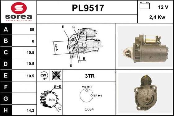 SNRA PL9517 - Стартер autocars.com.ua