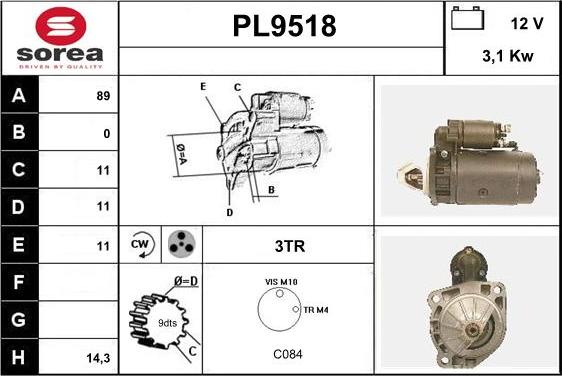 SNRA PL9518 - Стартер avtokuzovplus.com.ua