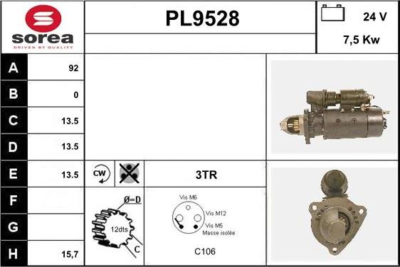 SNRA PL9528 - Стартер autocars.com.ua