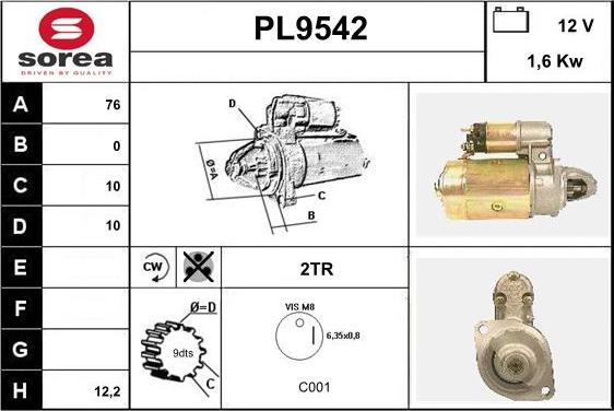 SNRA PL9542 - Стартер avtokuzovplus.com.ua