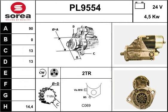 SNRA PL9554 - Стартер autocars.com.ua