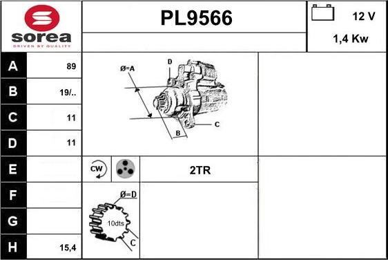 SNRA PL9566 - Стартер autocars.com.ua