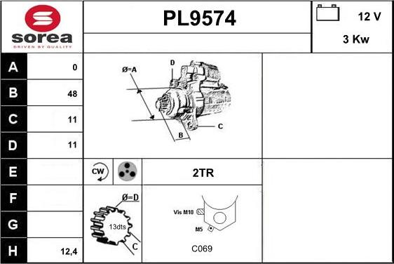 SNRA PL9574 - Стартер autocars.com.ua