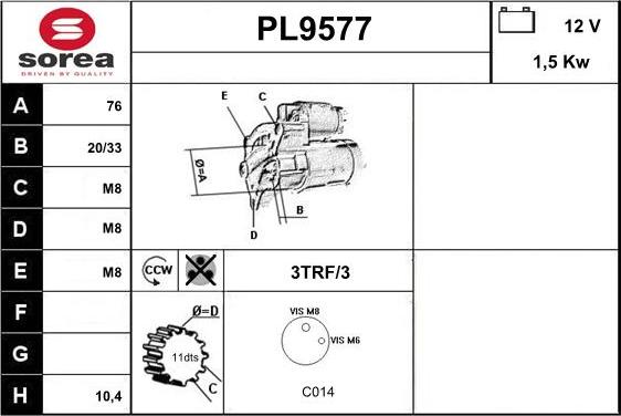 SNRA PL9577 - Стартер avtokuzovplus.com.ua