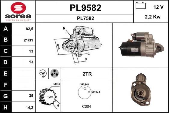 SNRA PL9582 - Стартер autocars.com.ua