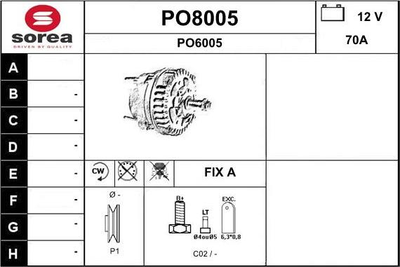 SNRA PO8005 - Генератор autocars.com.ua