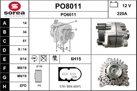 SNRA PO8011 - Генератор autocars.com.ua