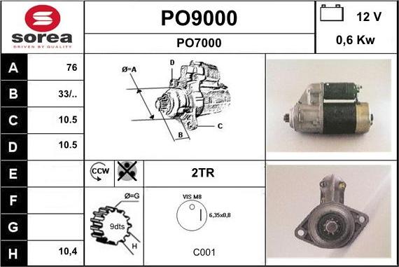 SNRA PO9000 - Стартер autocars.com.ua