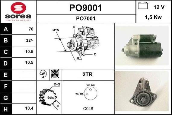 SNRA PO9001 - Стартер autocars.com.ua